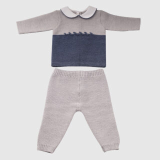 Completo 2 Pezzi Baby Lord in Pura Lana Con Maglia Bicolore